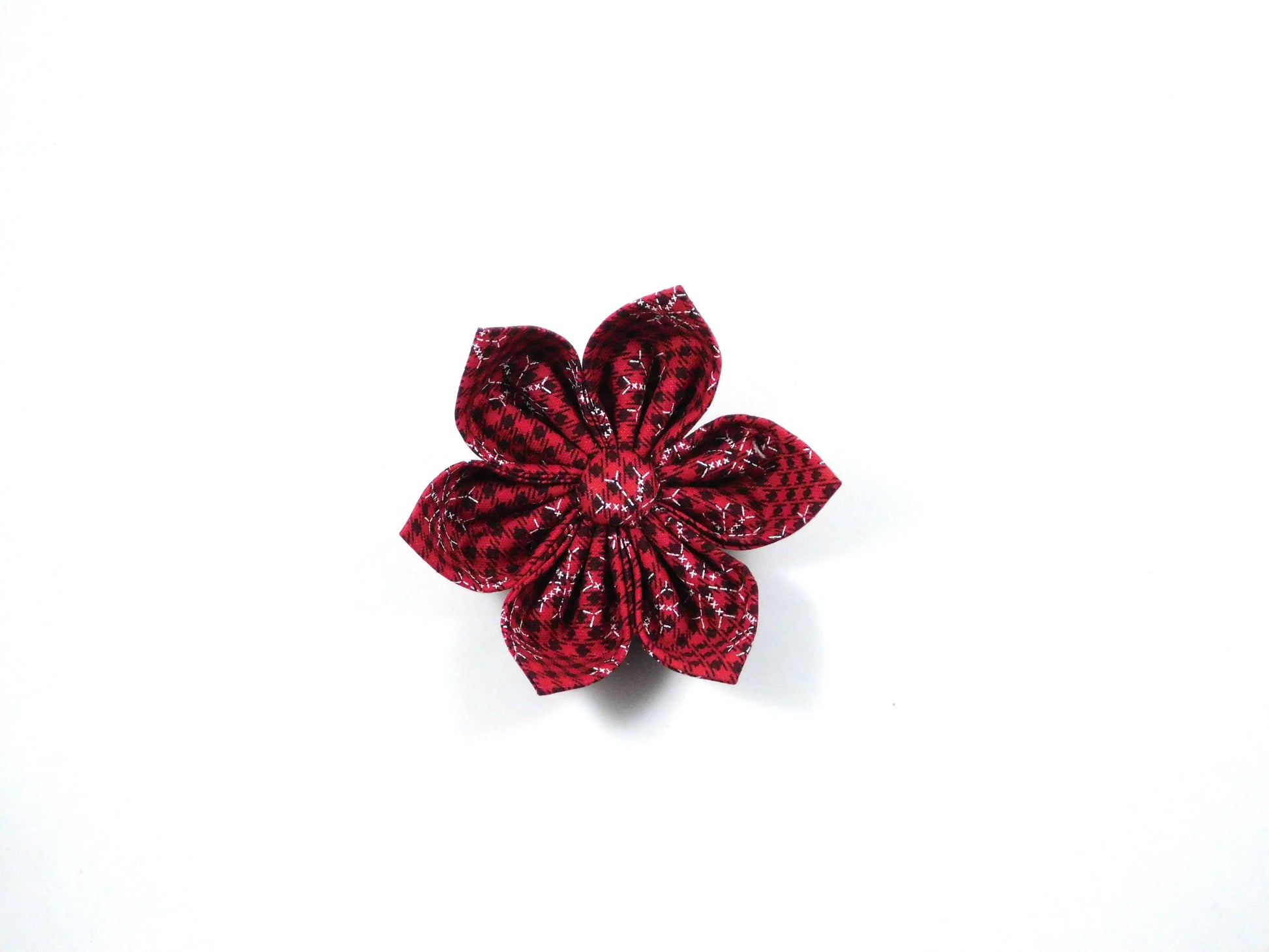 Christmas Snowflakes on Red/ Lady-Dog Collar Flower