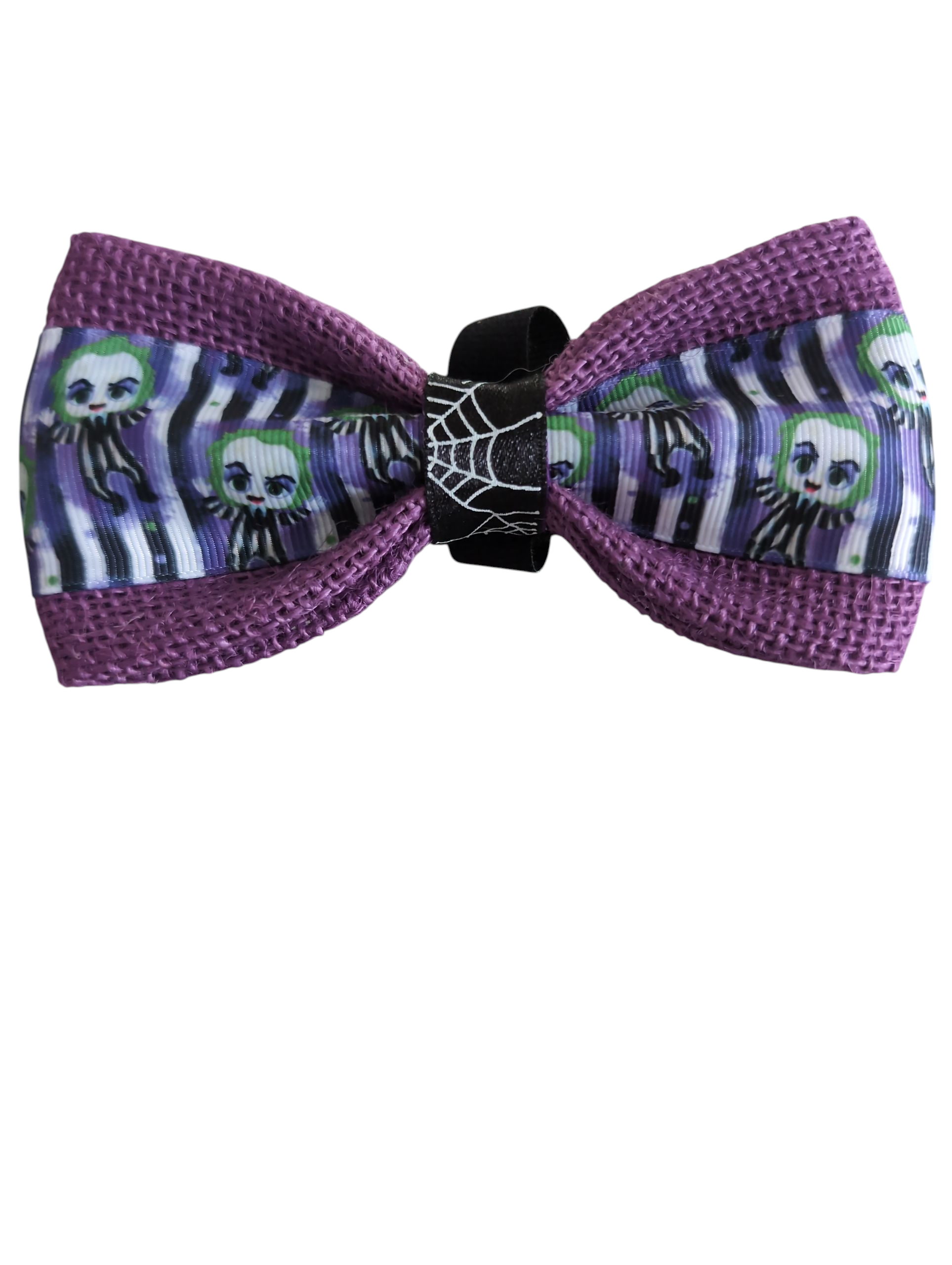 Halloween Beetlejuice Purple Dog Bow Tie