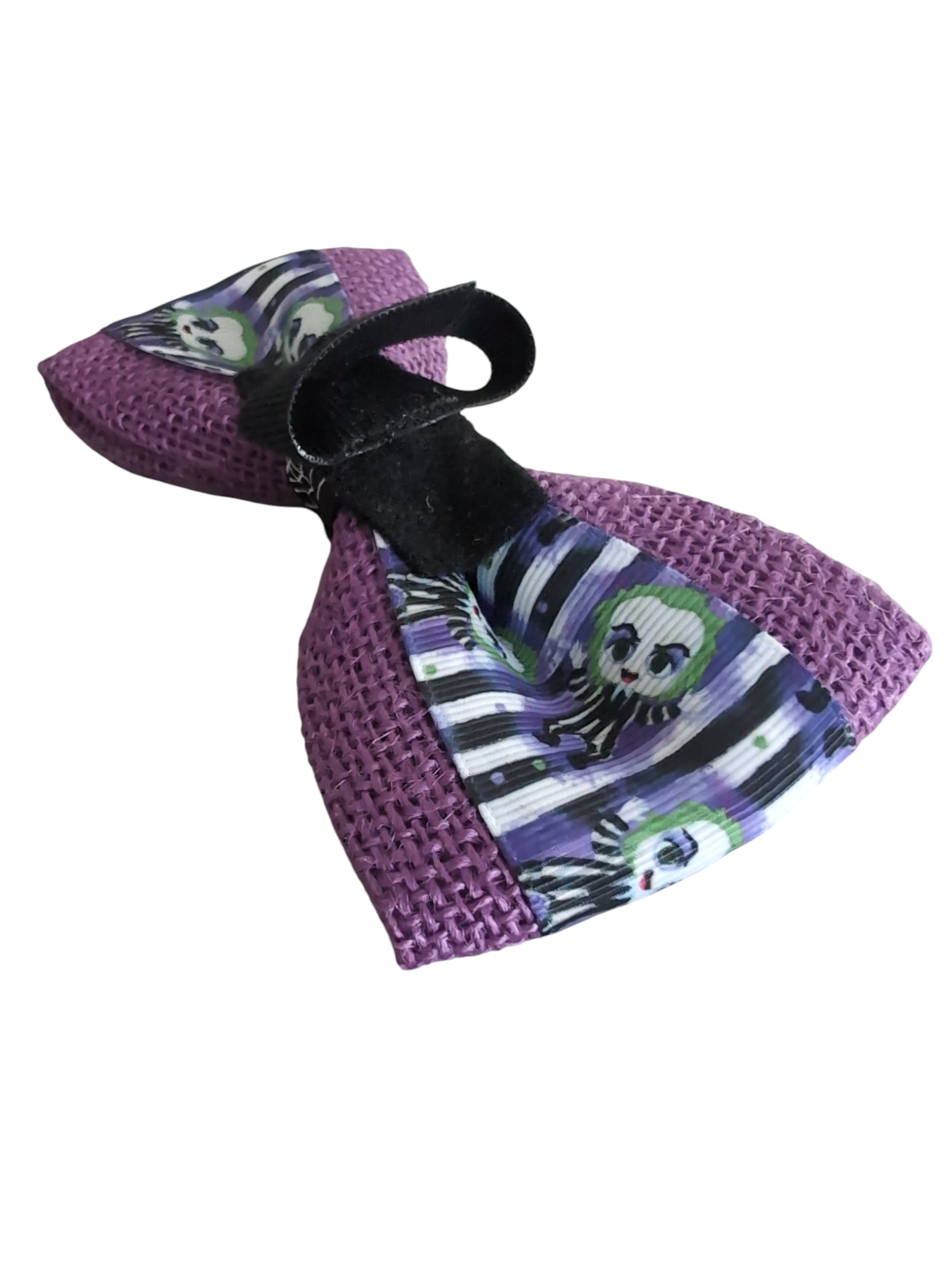 Halloween Beetlejuice Purple Dog Bow Tie